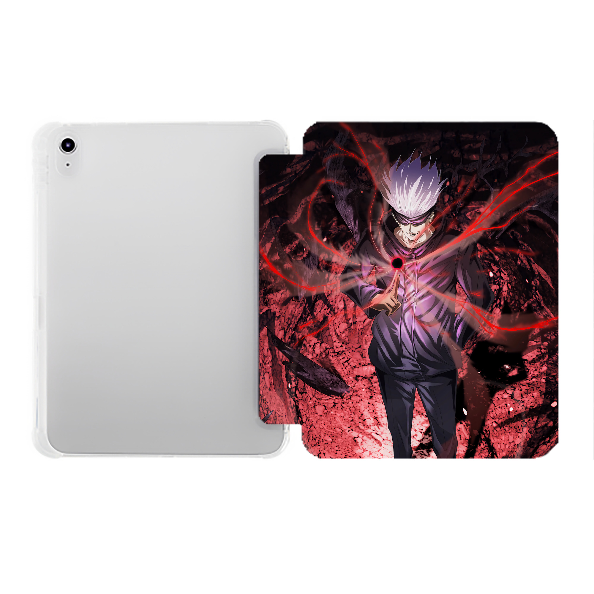 （画像用） 呪術廻戦 Jujutsu Kaisen IPad ケース ペン収納付き 三つ折りスタンド PUレザー×シリコン 対応機種9.5/10.5/10.9インチ